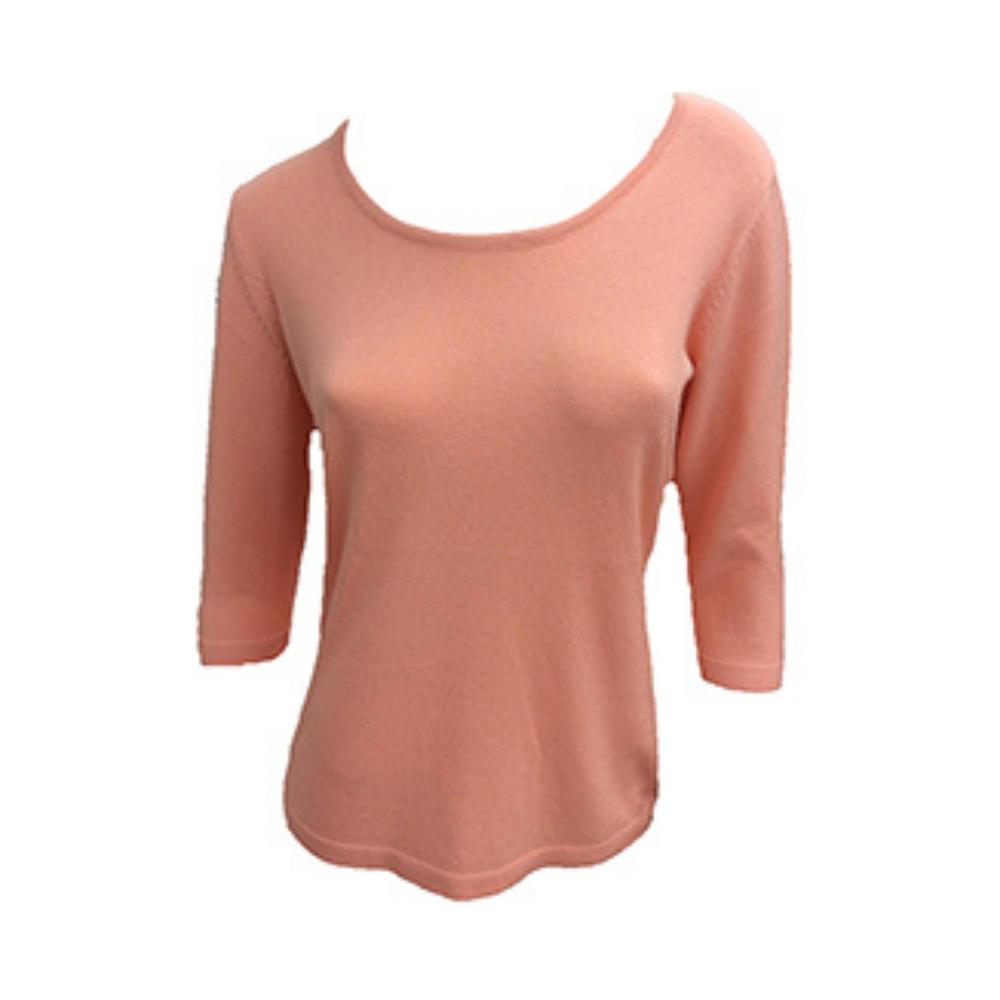 NEW ANGEL 3/4 scoop neck top in peach